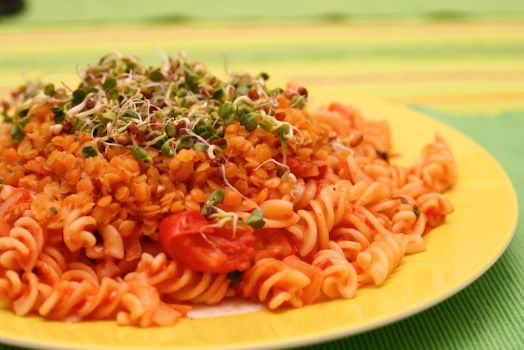 Different types of lentil pasta